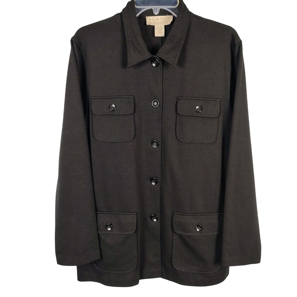 Norton McNaughton Womens XL Utility Shacket Black Rayon Blend Workwear Gorpcore